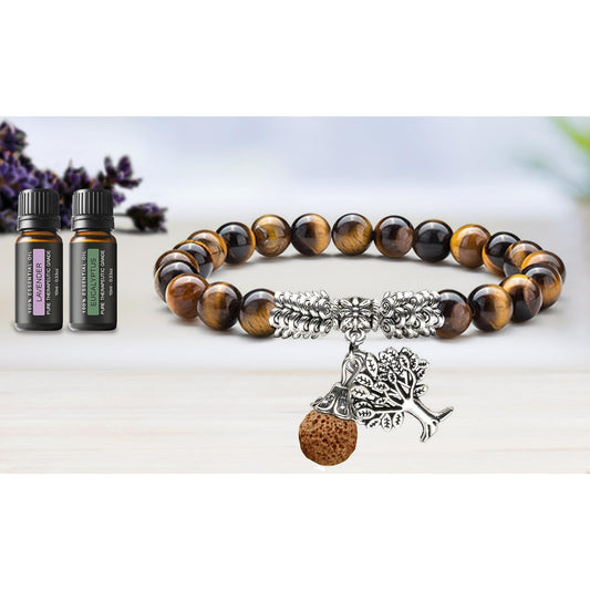 Tree of Life Bohemian Lava Diffuser Bracelet with Optional Essential Oils