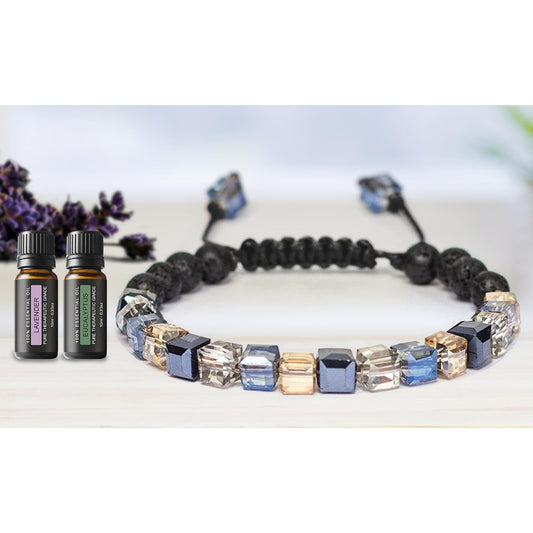 Lava Stone Glass Diffuser Bracelet with Optional Essential Oils