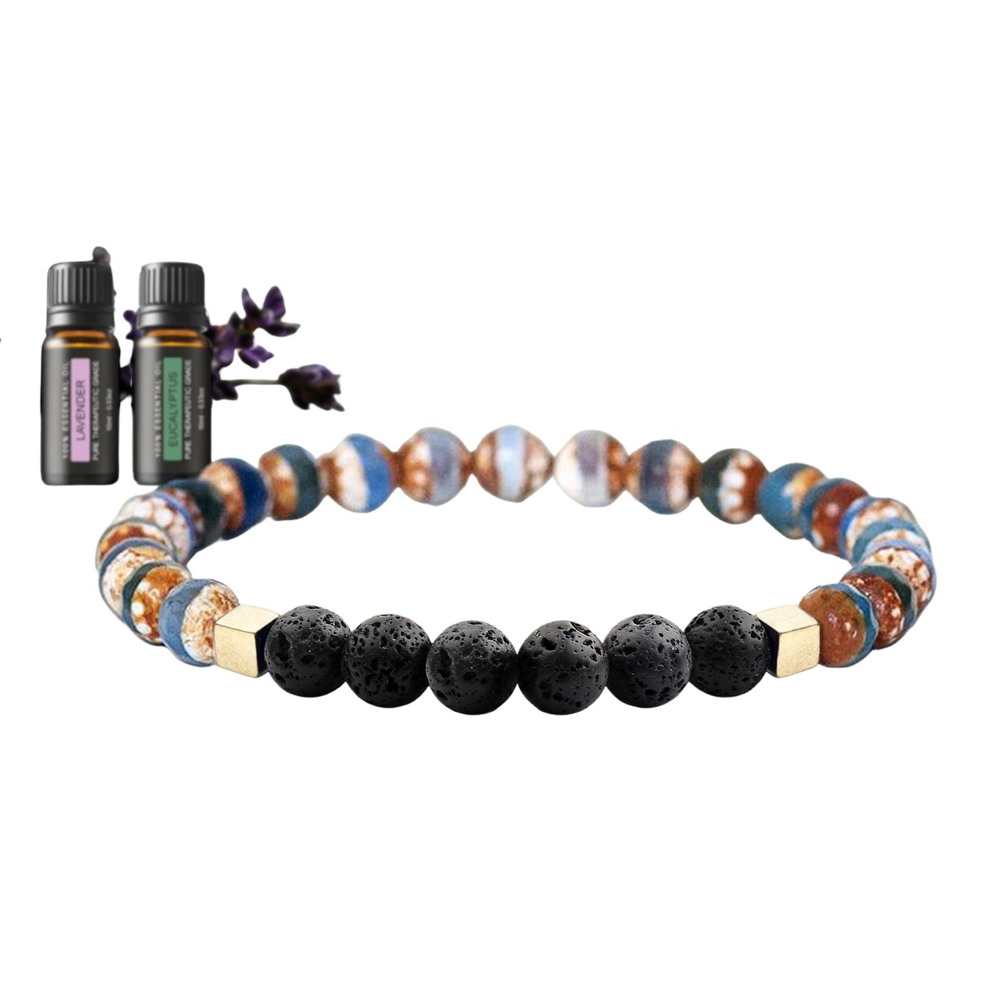 Mixed Lava Stone Chakra Diffuser Bracelet with Optional Essential Oils