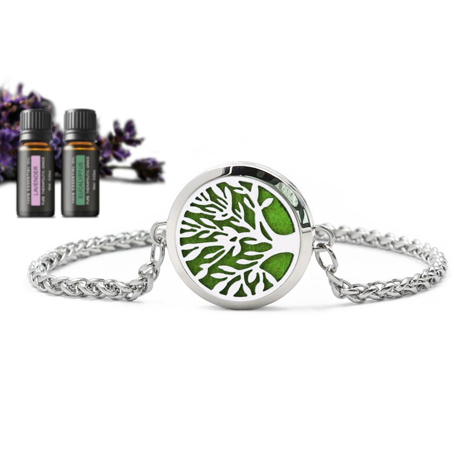Tree of Life Designer Essential Oil Diffuser Bracelet with Optional Oils
