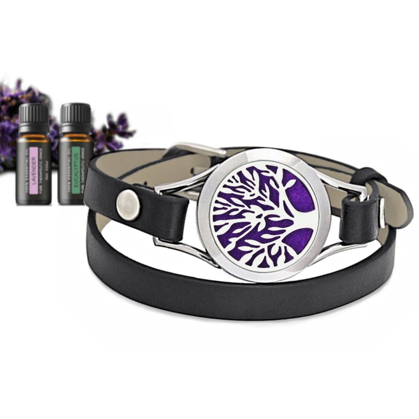 Tree of Life Designer Essential Oil Diffuser Bracelet with Optional Oils
