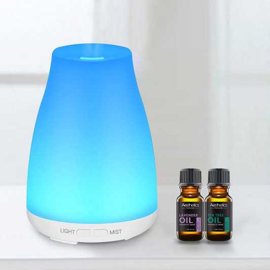 Aesthetics Ultrasonic Color-Changing Aroma Diffuser with 2-pack Optional Oils