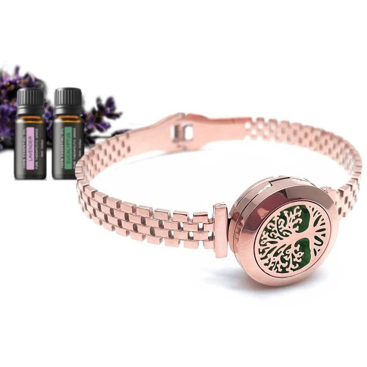 Tree of Life Designer Essential Oil Diffuser Bracelet with Optional Oils