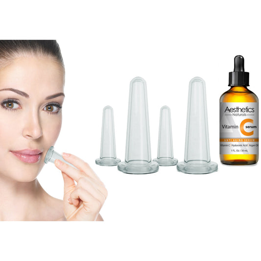 Facial Cupping Kit with Vitamin C serum