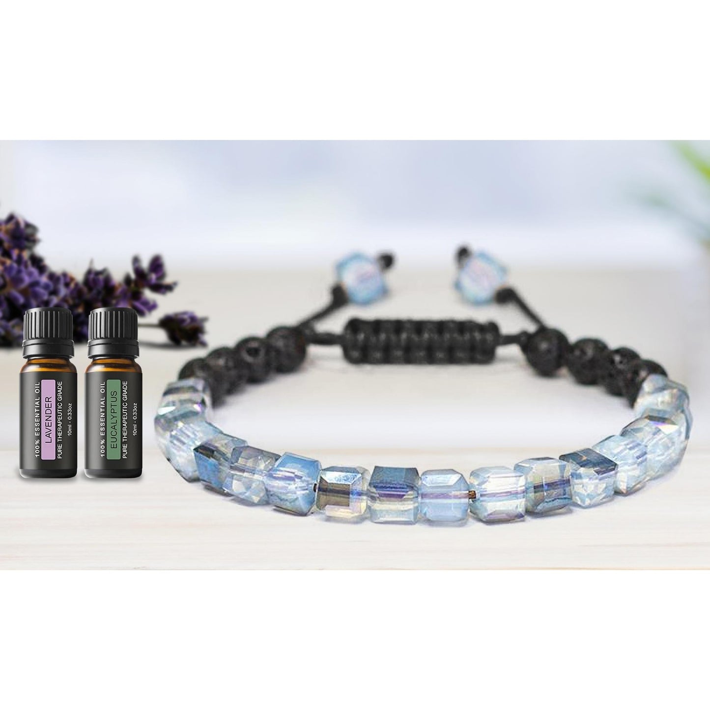 Lava Stone Glass Diffuser Bracelet with Optional Essential Oils