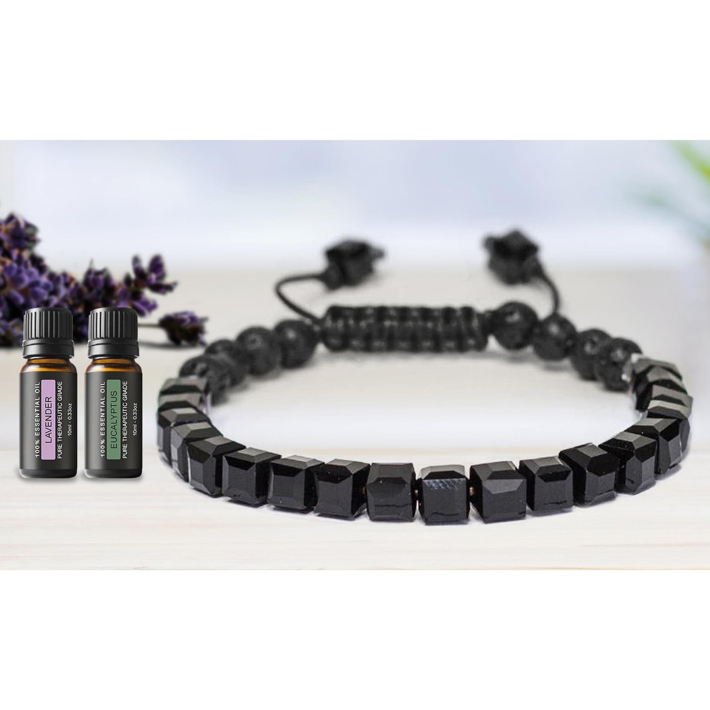 Lava Stone Glass Diffuser Bracelet with Optional Essential Oils