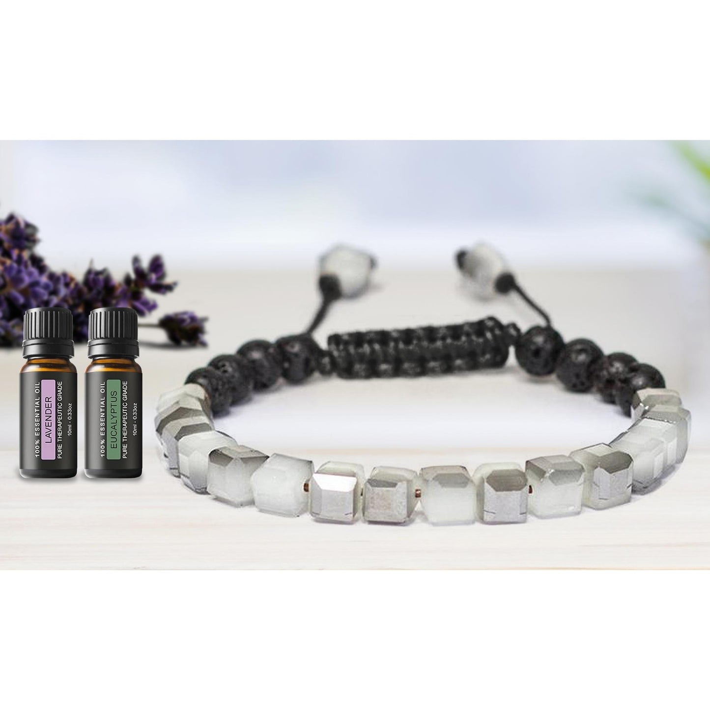 Lava Stone Glass Diffuser Bracelet with Optional Essential Oils