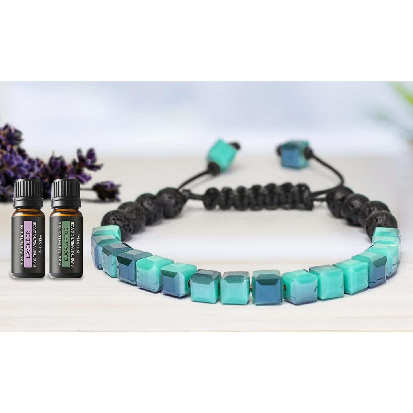 Lava Stone Glass Diffuser Bracelet with Optional Essential Oils
