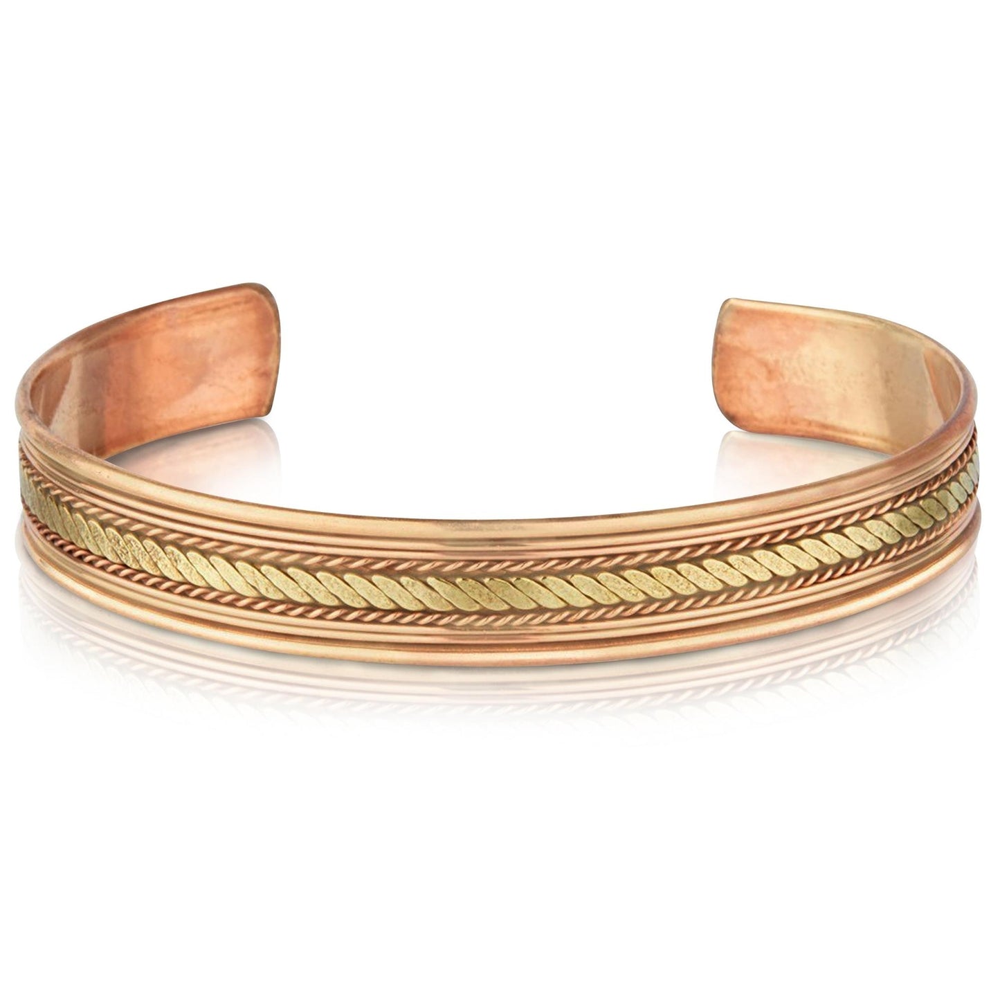 Pure Copper Bracelets with Adjustable Rope Inlay