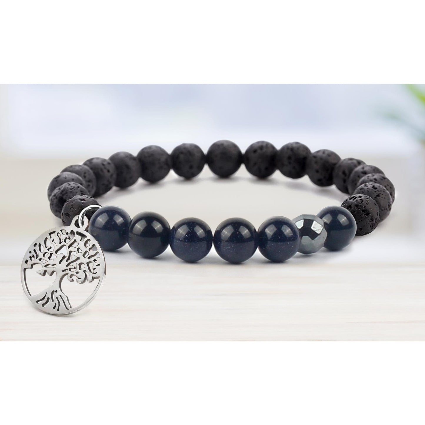 Lava Stone Tree Of Life Diffuser Bracelet with Optional Essential Oils