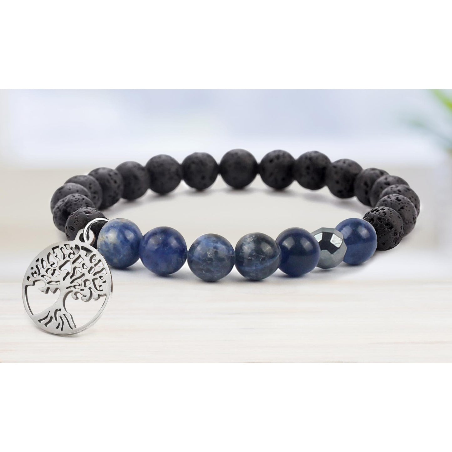 Lava Stone Tree Of Life Diffuser Bracelet with Optional Essential Oils