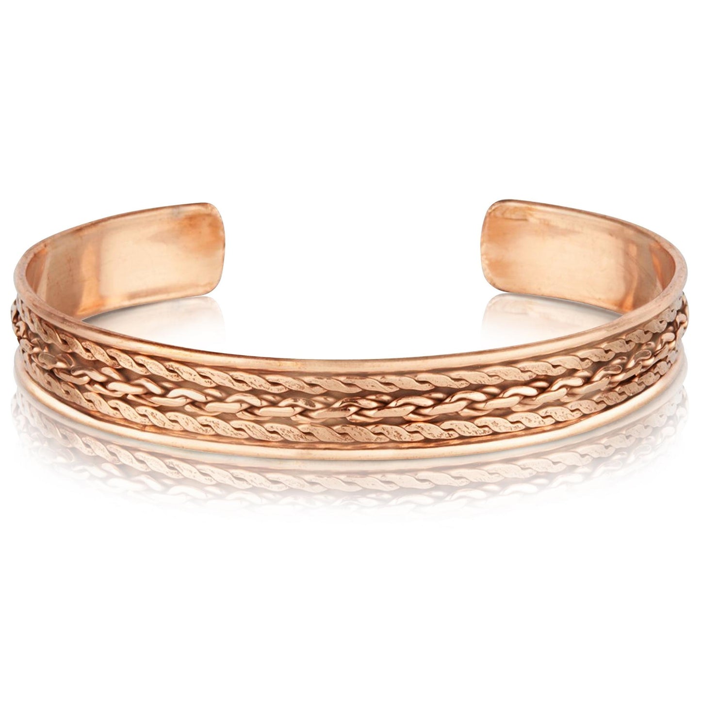 Pure Copper Bracelets with Adjustable Rope Inlay