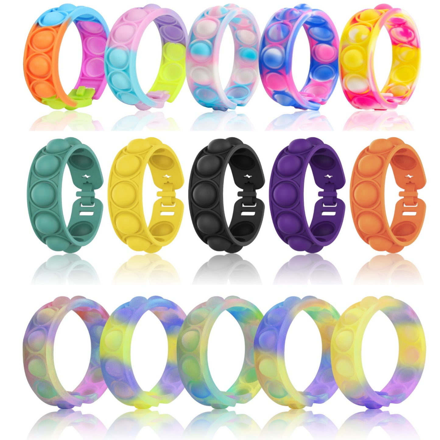 Wearable Push Pop Fidget Bracelet for Kids Children and Adults (5-Pack)