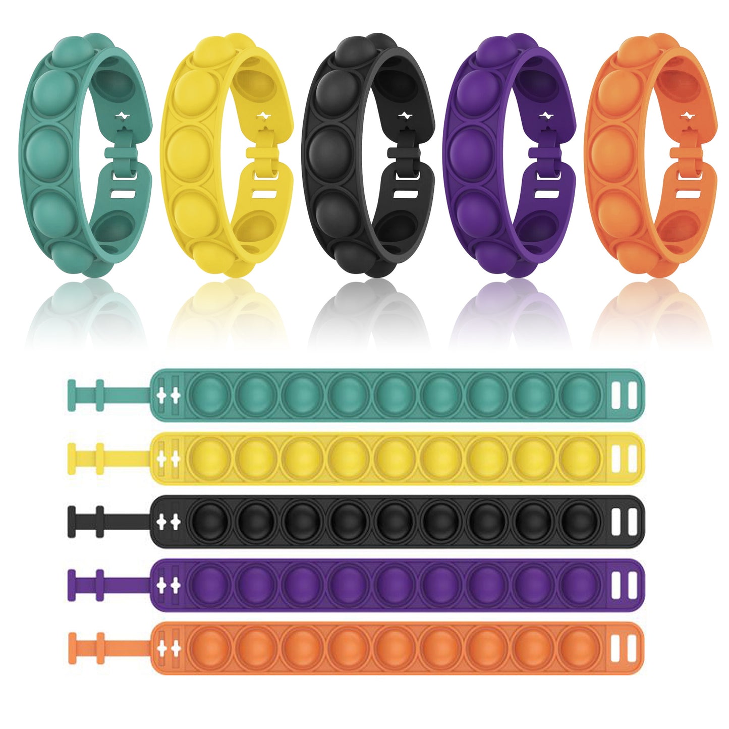 Wearable Push Pop Fidget Bracelet for Kids Children and Adults (5-Pack)