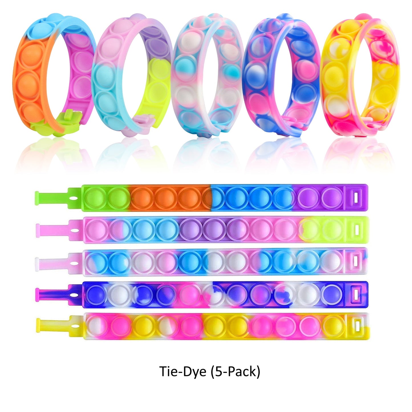 Wearable Push Pop Fidget Bracelet for Kids Children and Adults (5-Pack)