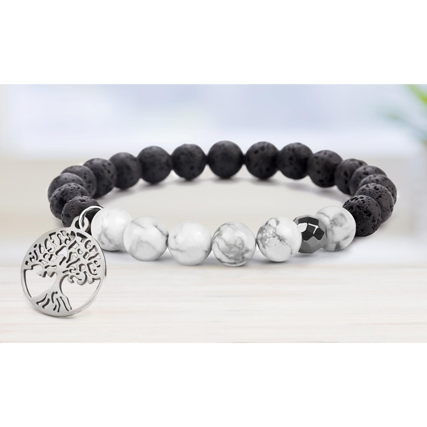 Lava Stone Tree Of Life Diffuser Bracelet with Optional Essential Oils