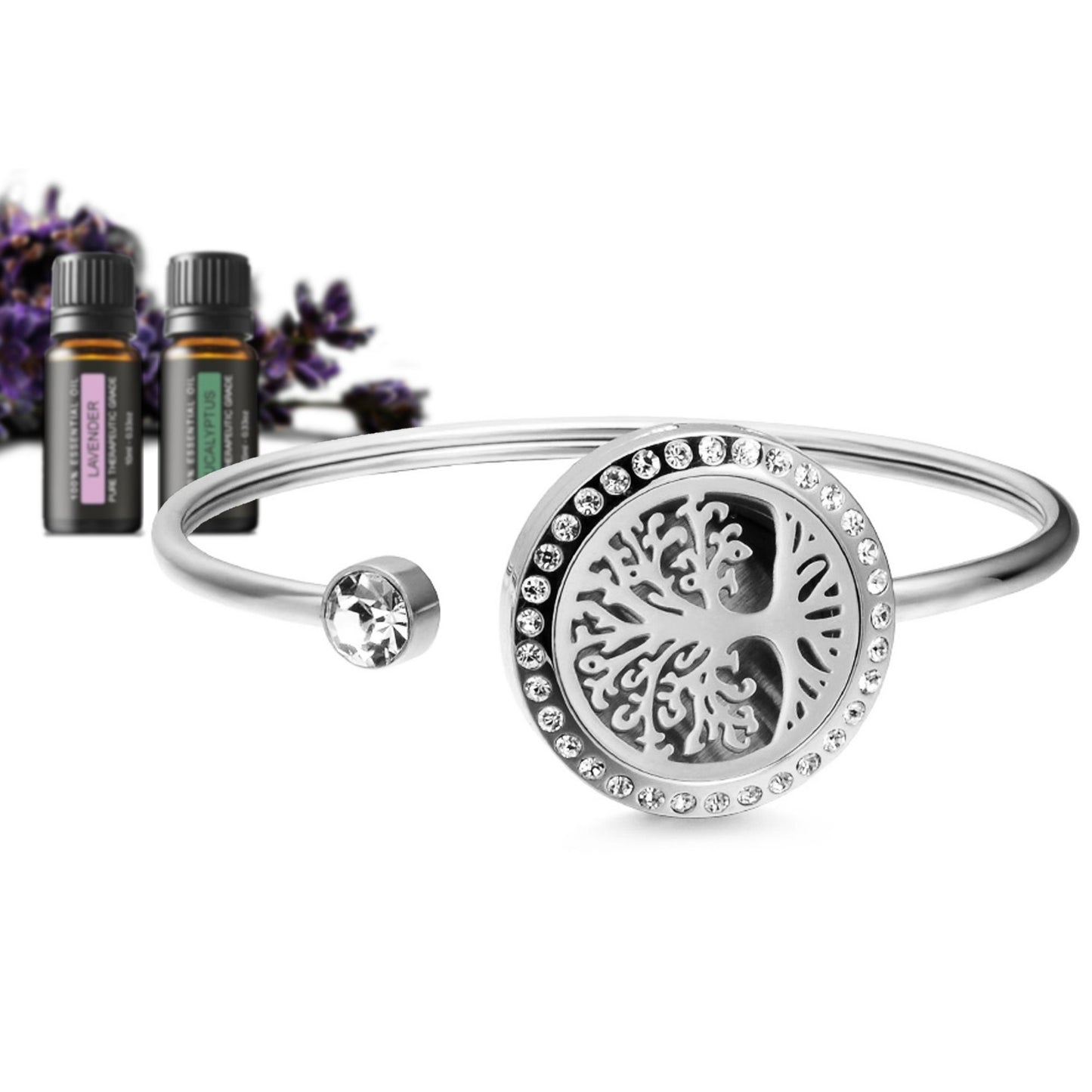 Tree of Life Designer Essential Oil Diffuser Bracelet with Optional Oils
