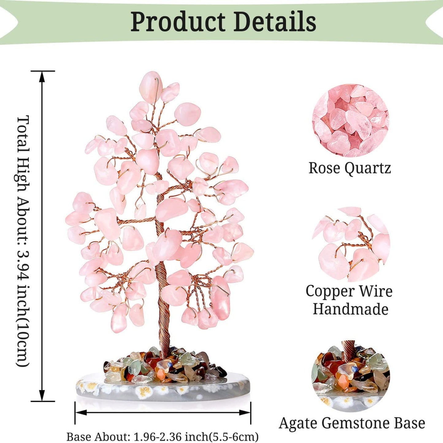 Rose Quartz Stone Feng Shui Tree