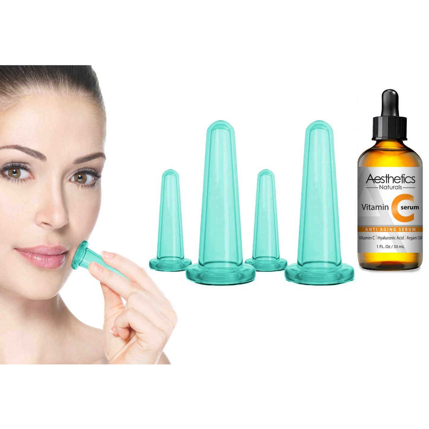 Facial Cupping Kit with Vitamin C serum